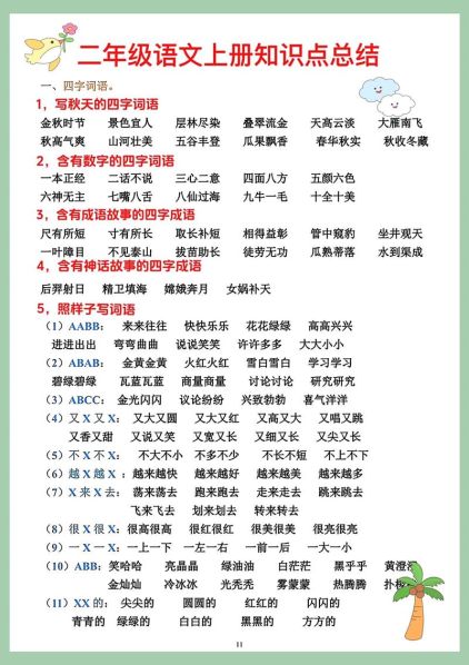 二年级和三年级的区别 二年级上册语文一到八单元知识点